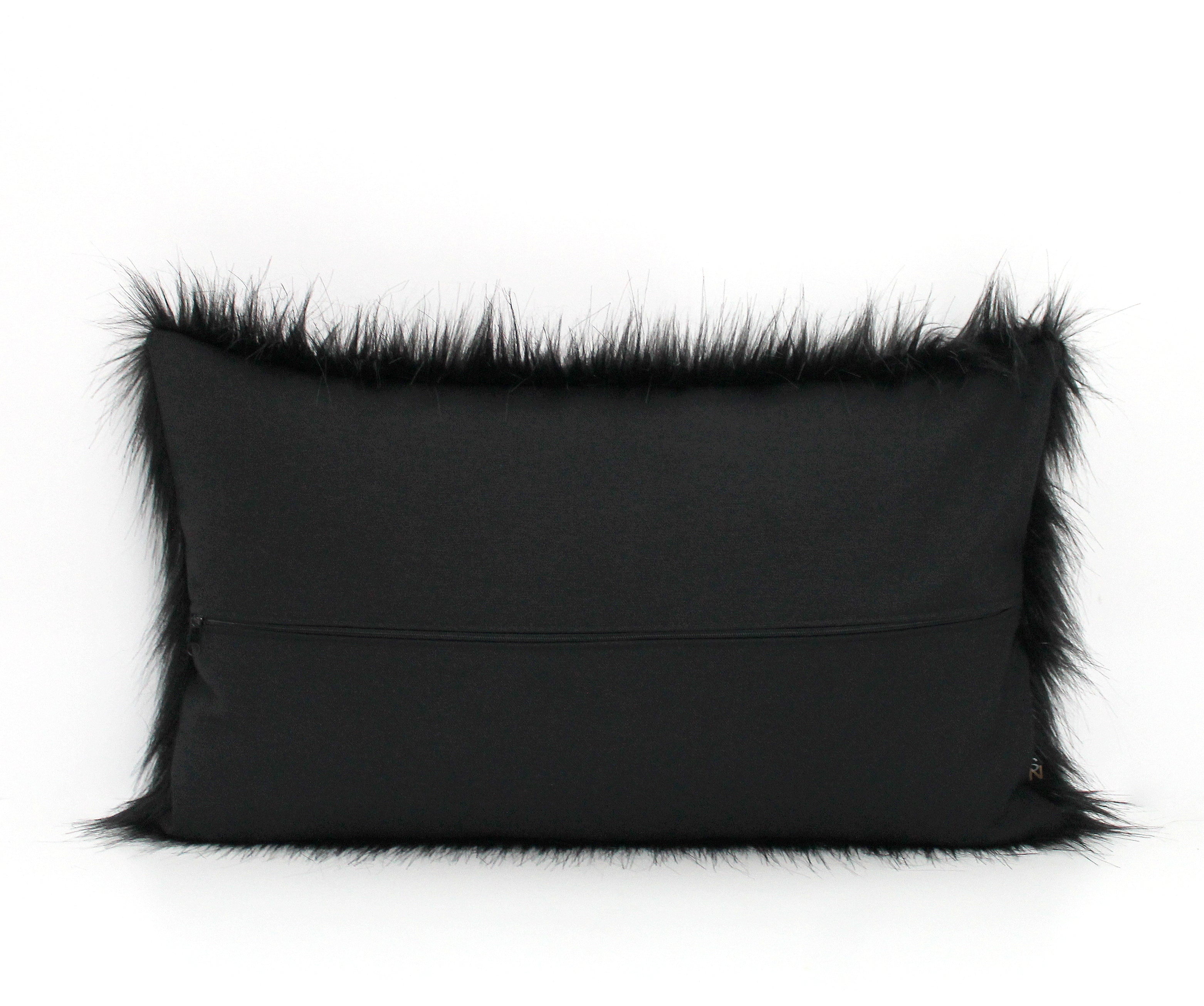 Black faux fur online lumbar pillow