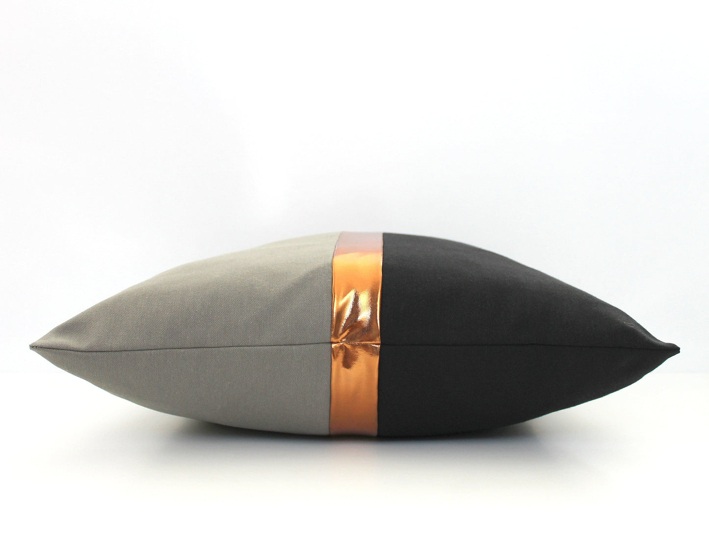 Dark Grey, Black and Copper Colorblock Lumbar  Pillow Cover - Custom Metallic Stripe Color