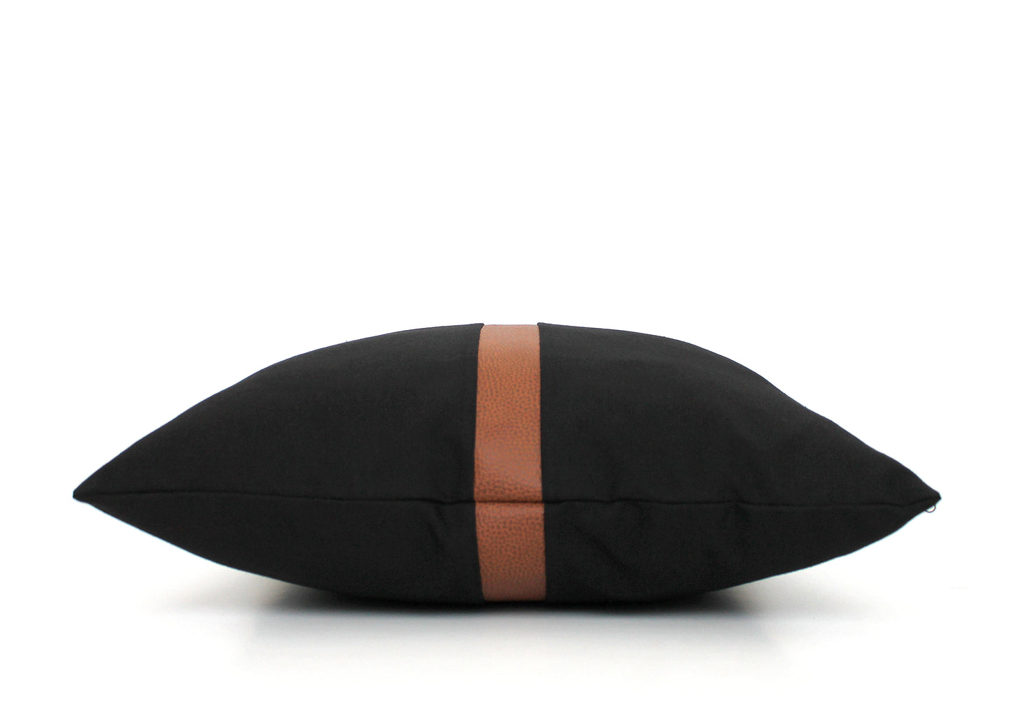 Black and Brown Faux Leather Colorblock Pillow Cover