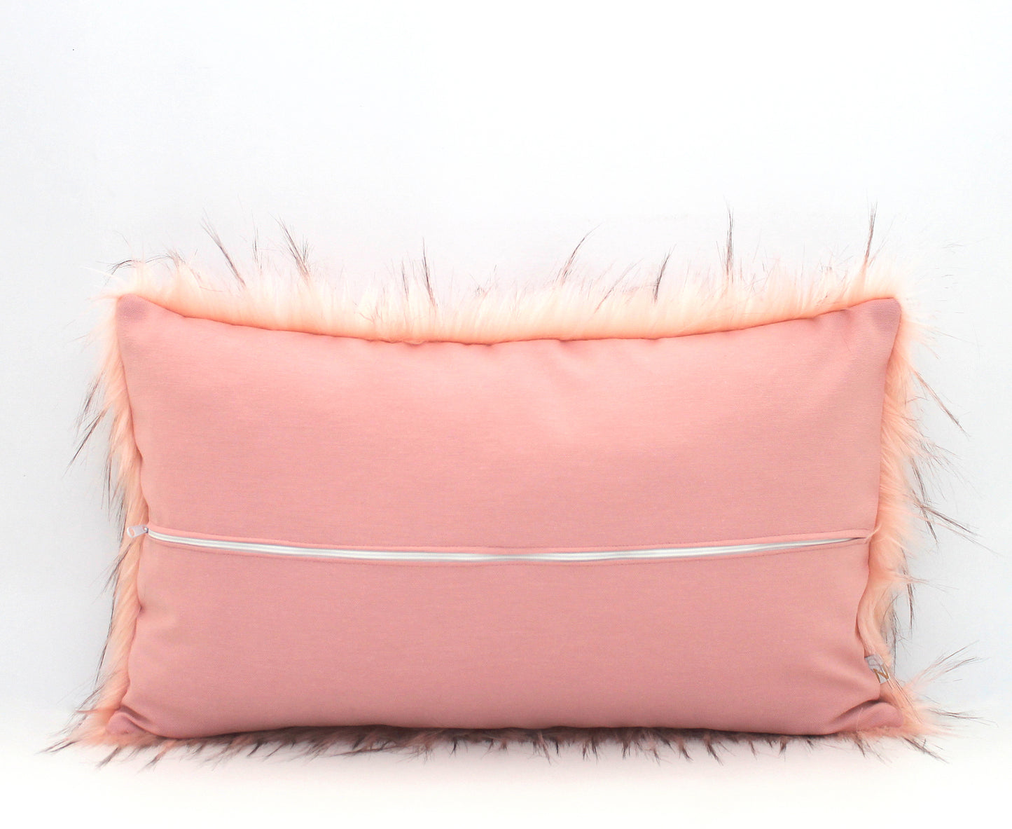 Luxury Blush Pink Wolf Faux Fur Pillow Cover - Custom Backing Color