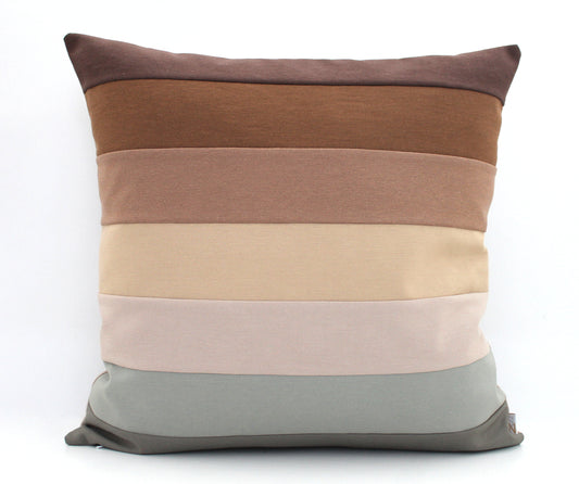 Earth Tones, Textured Colorblock Throw Pillow Cover