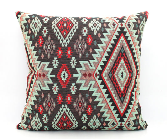 Black and Red Turkish Kilim Pillow Cover