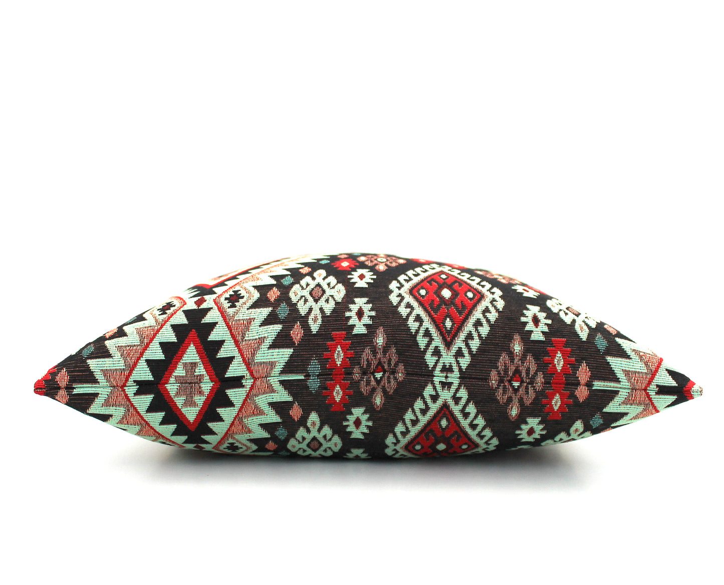 Black and Red Turkish Kilim Lumbar Pillow Cover