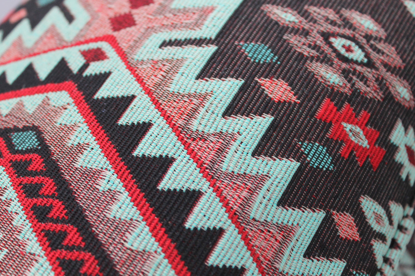 Black and Red Turkish Kilim Lumbar Pillow Cover