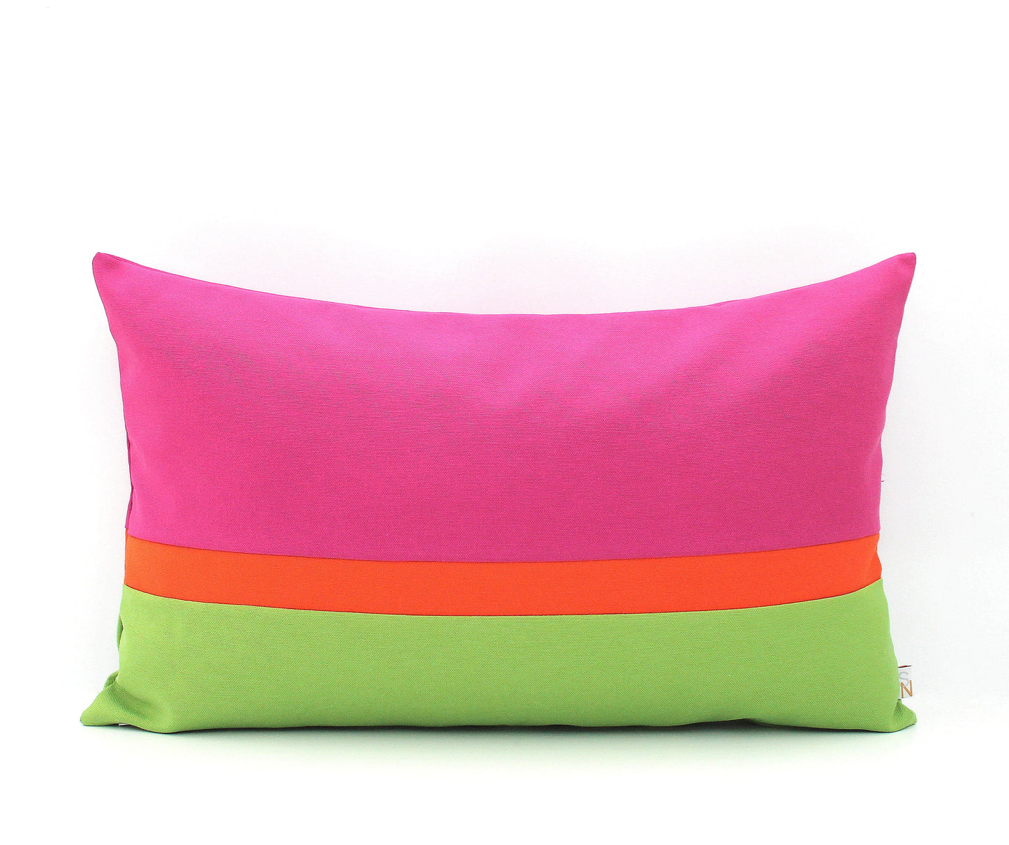 Hot Pink, Orange and Bright Green Colorblock Lumbar Pillow Cover