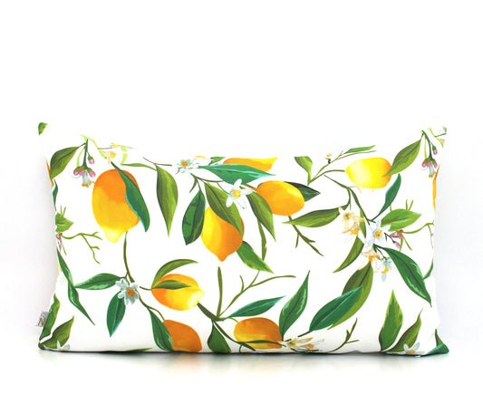 Lemon Blossom Garden Decorative Lumbar Pillow Cover