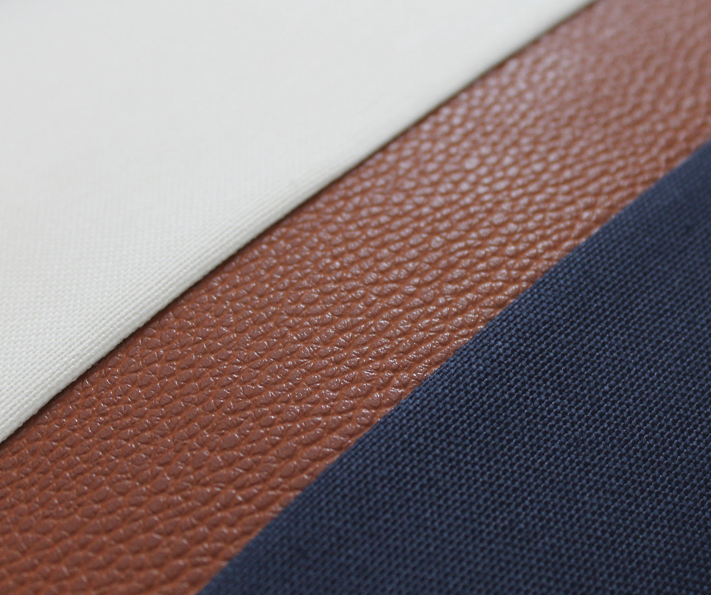 Cream, Navy Blue and Brown Faux Leather Colorblock Lumbar Pillow Cover - Custom Colors