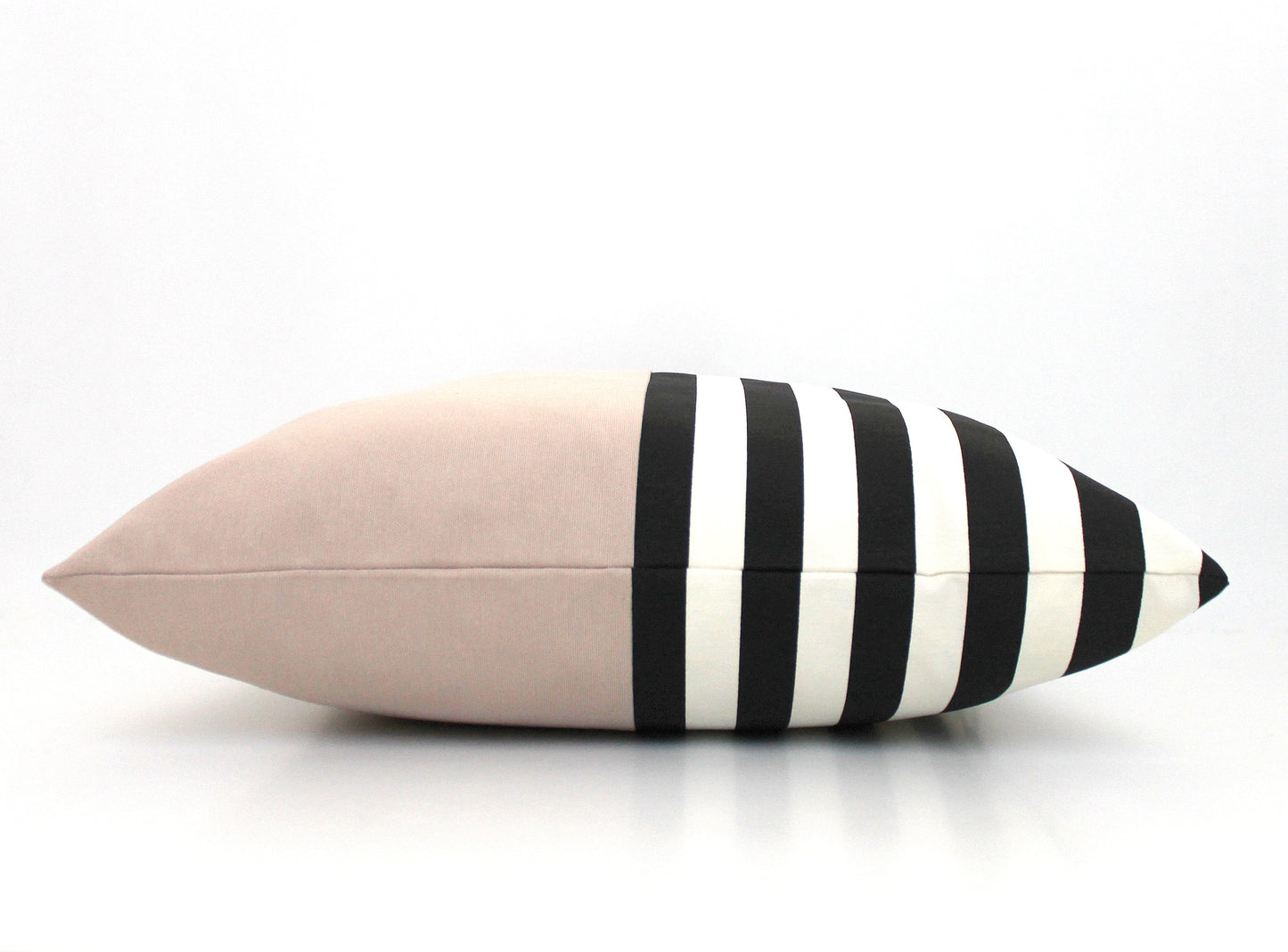 Stone with Black and White Stripes Colorblock Pillow Cover