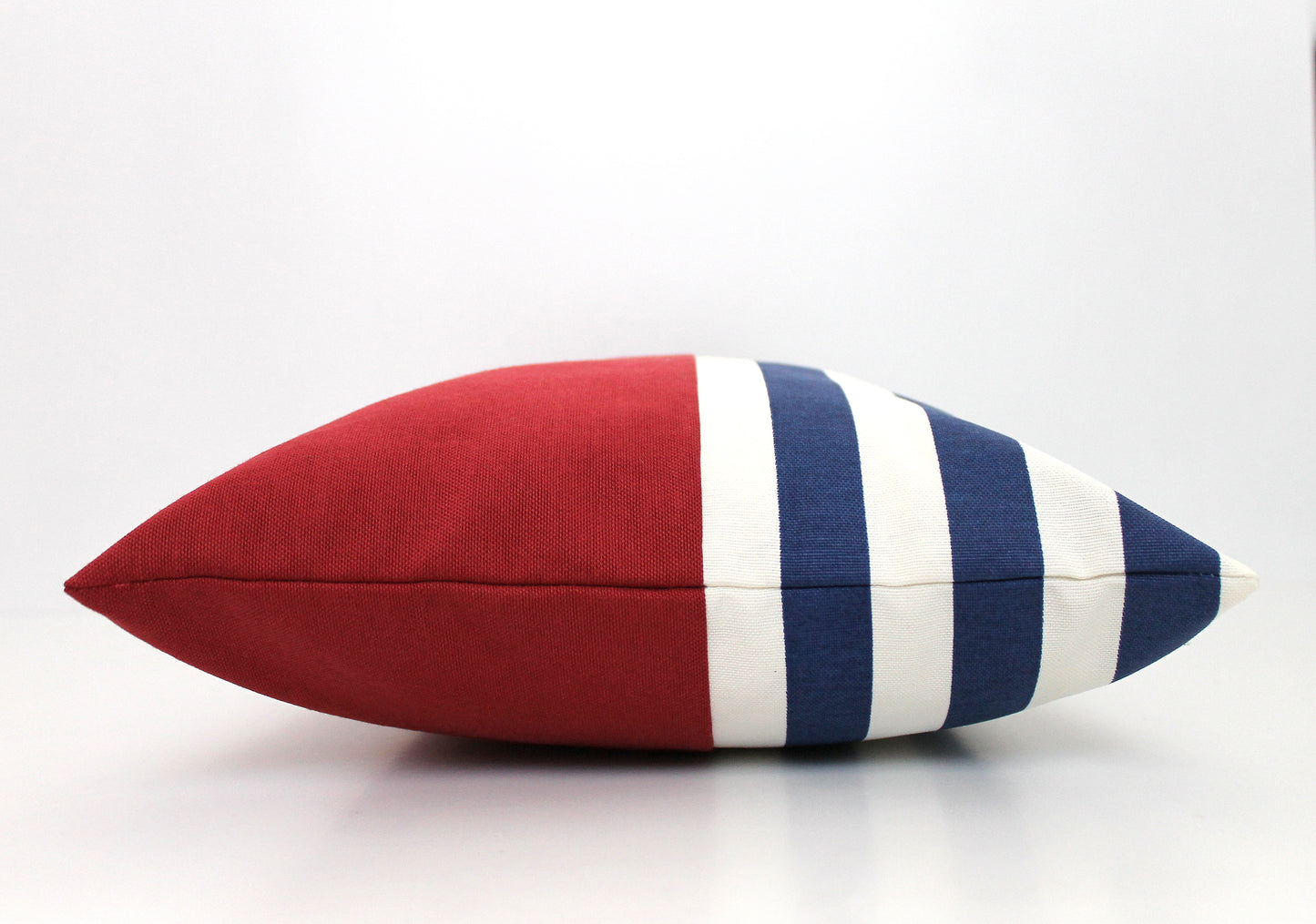 Maroon, Navy Blue and White Stripes Colorblock Lumbar Pillow Cover