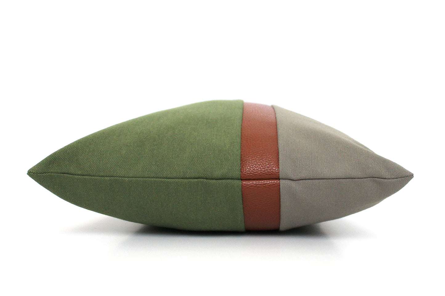 Olive Green, Dark Grey and Brown Faux Leather Colorblock Pillow Cover - All Sizes