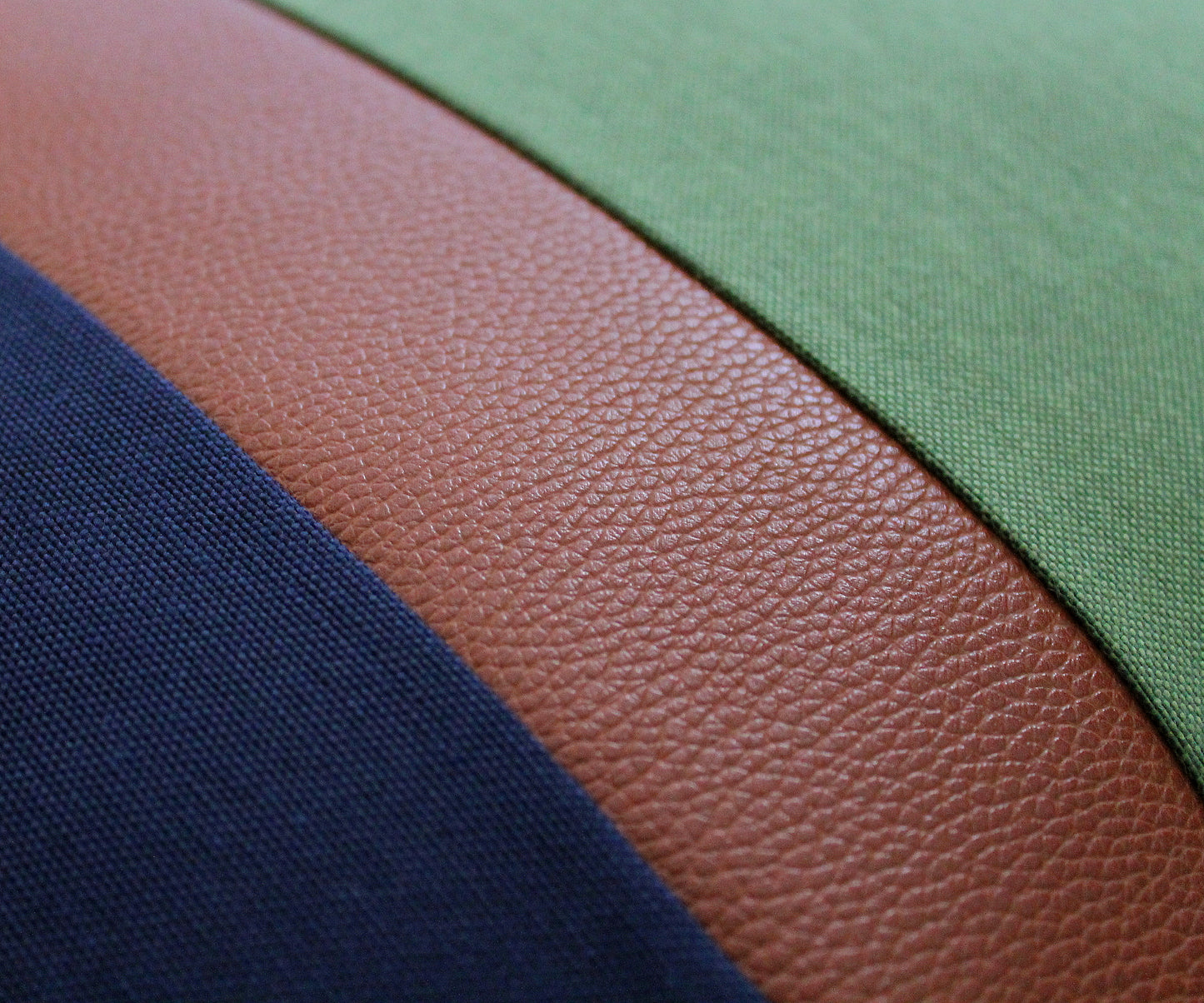 Olive Green, Navy Blue and Brown Faux Leather Colorblock Pillow Cover - All Sizes