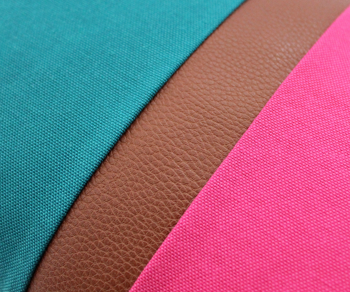 Magenta Pink, Dark Teal and Brown Faux Leather Colorblock Lumbar Pillow Cover