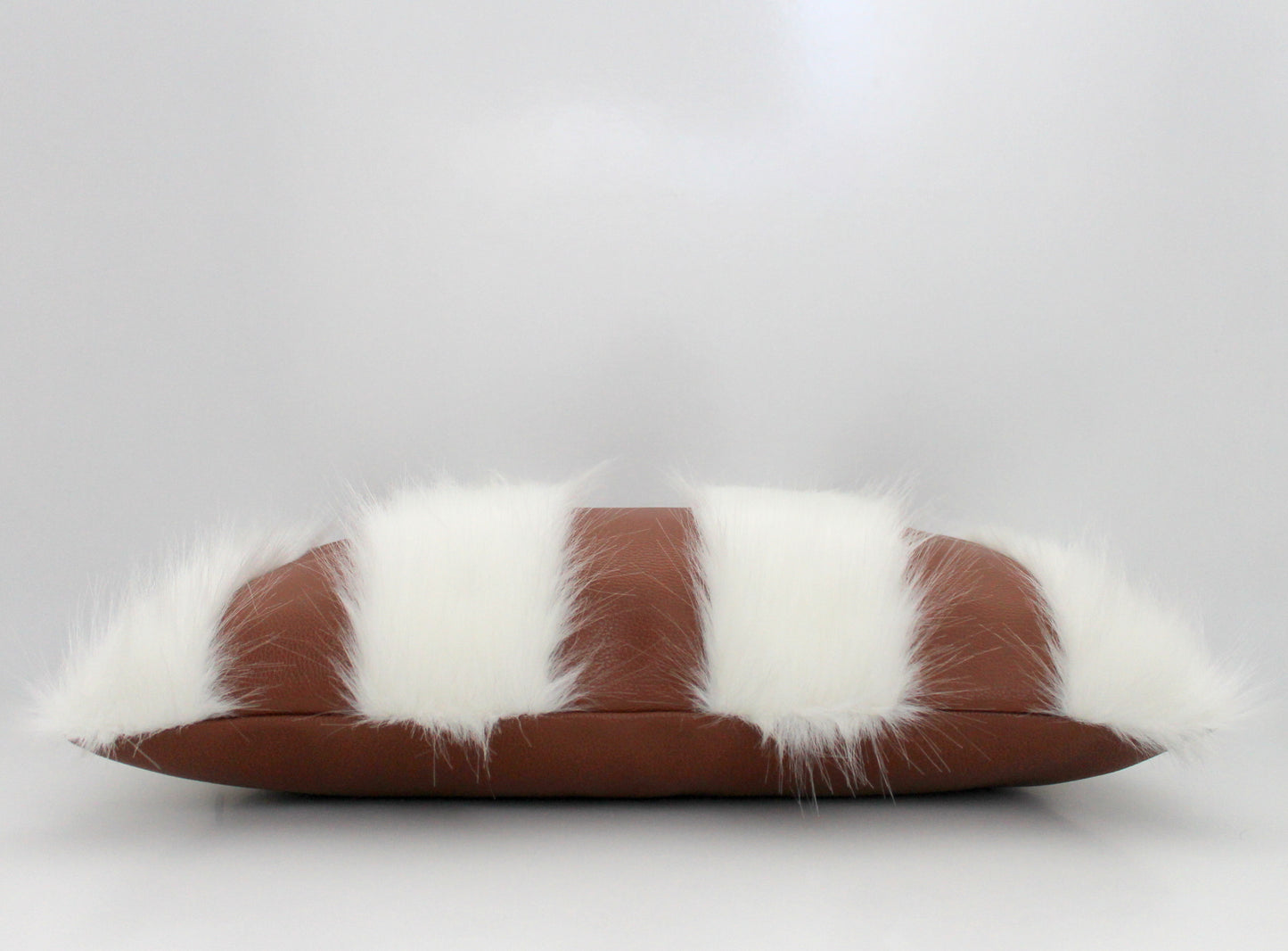 Cream and Brown Textured Faux Fur / Leather Pillow Cover