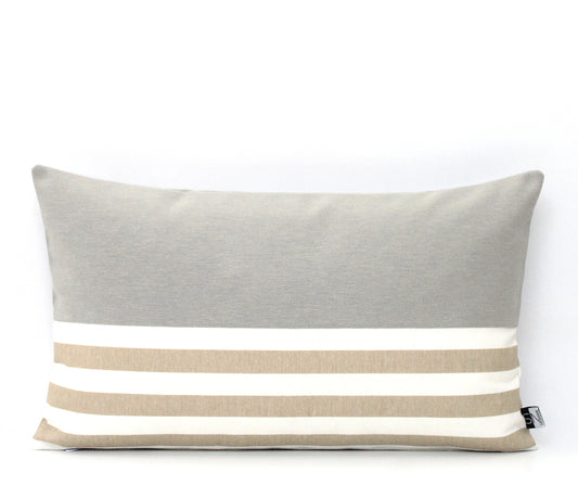 Light Grey, Beige and off White Colorblock Lumbar Pillow Cover