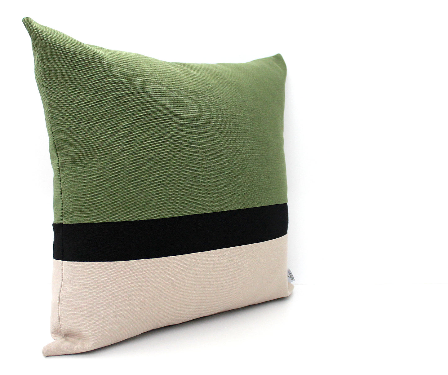 Olive Green, Black and Stone Color block Pillow Cover