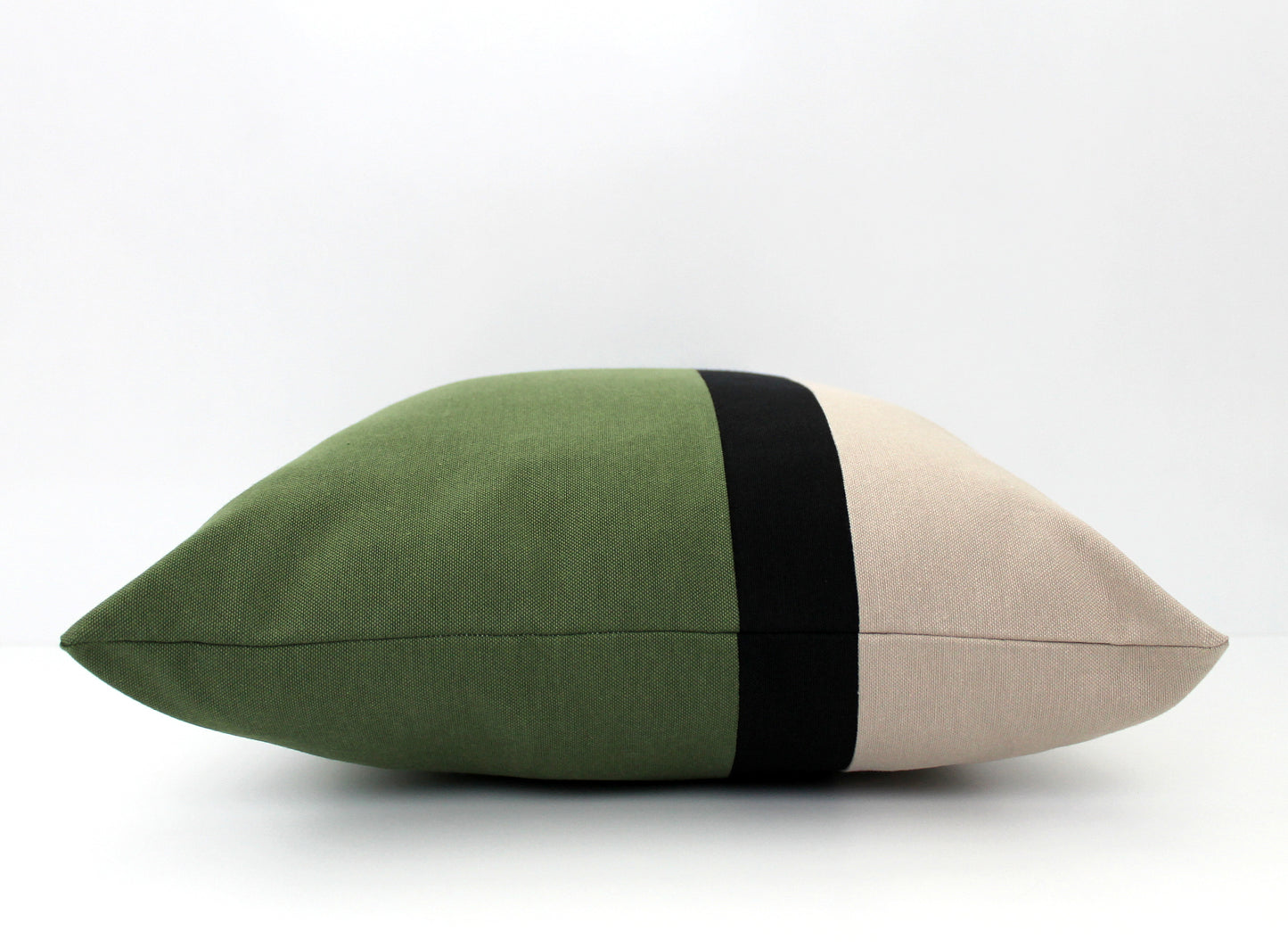 Olive Green, Black and Stone Color block Pillow Cover