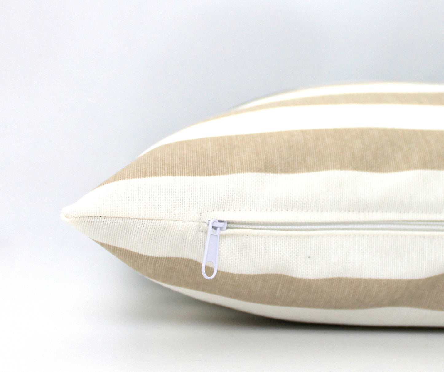 Olive Green With Beige and Off-White Stripes Colorblock Pillow Cover