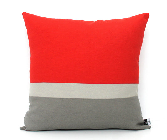 Red and Grey Colorblock Pillow Cover