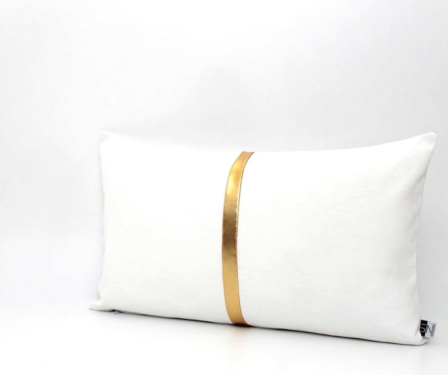 White and Gold Colorblock Pillow Cover