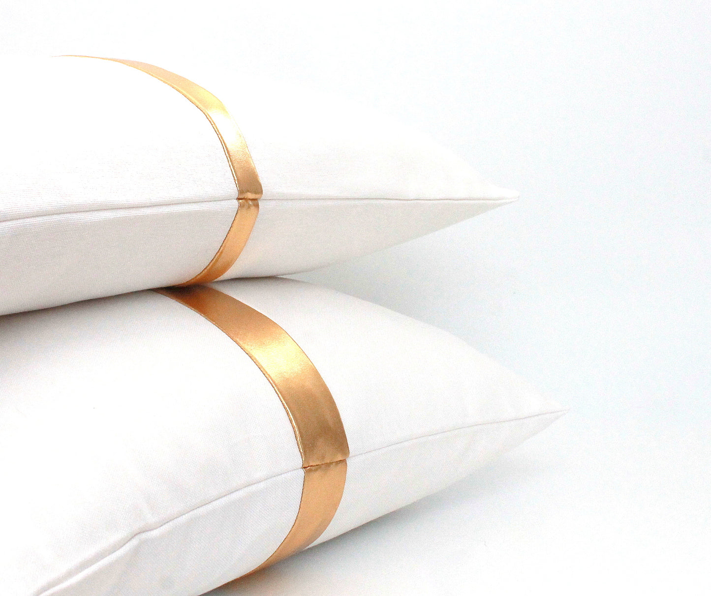 White and Gold Colorblock Pillow Cover