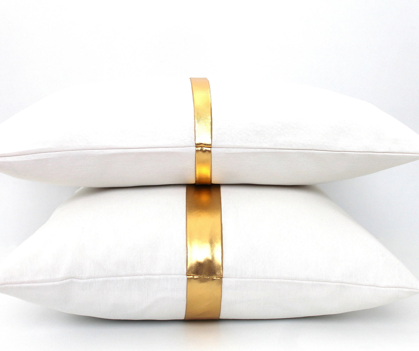 White and Gold Colorblock Pillow Cover