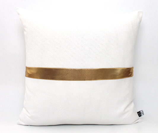 White and Gold Colorblock Pillow Cover