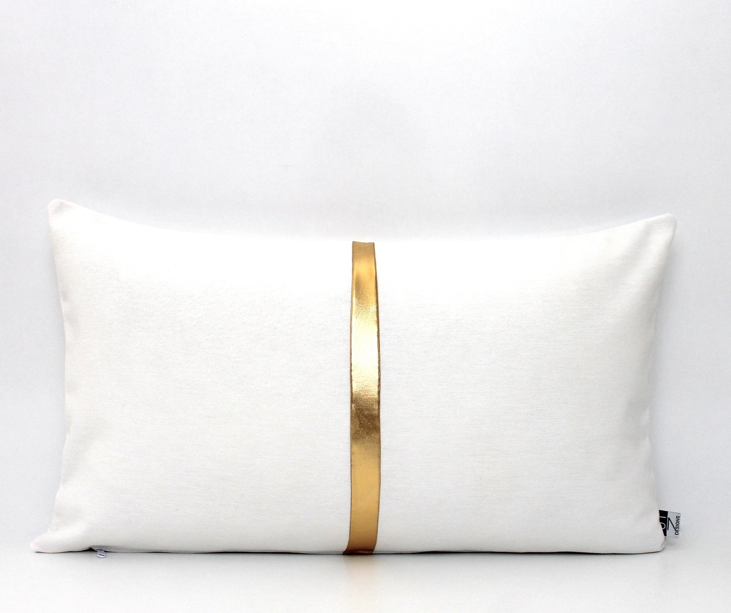 White and Gold Colorblock Pillow Cover