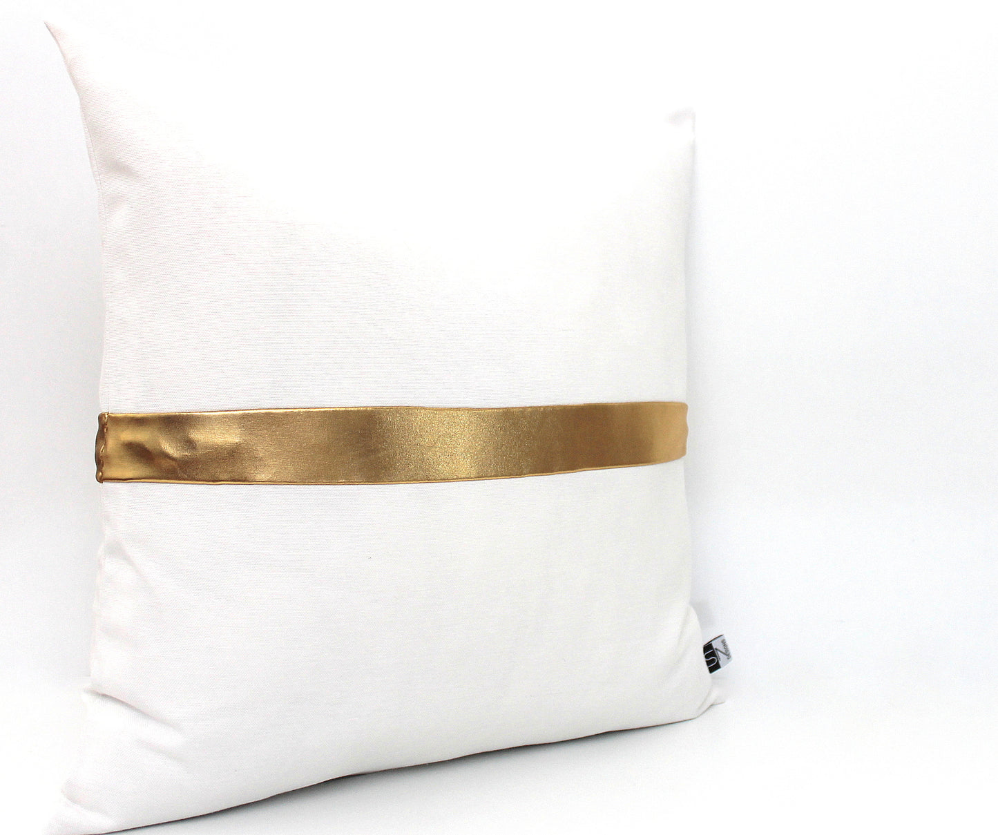 White and Gold Colorblock Pillow Cover